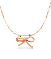 Rose Gold Sculpted Bow Pendant Necklace for Everyday Elegance