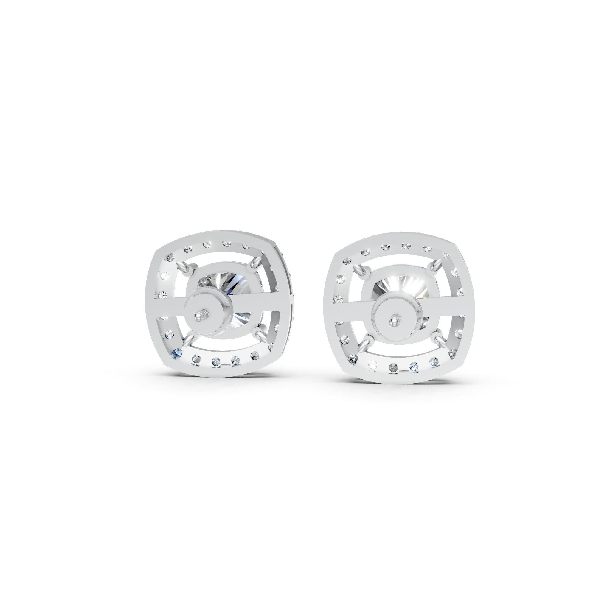 Cushion-Cut Halo Stud Earrings with Brilliant Moissanite Diamonds Center