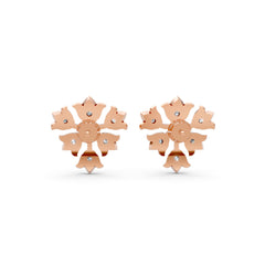Rose Gold Floral Bloom Moissanite Diamond Stud Earrings