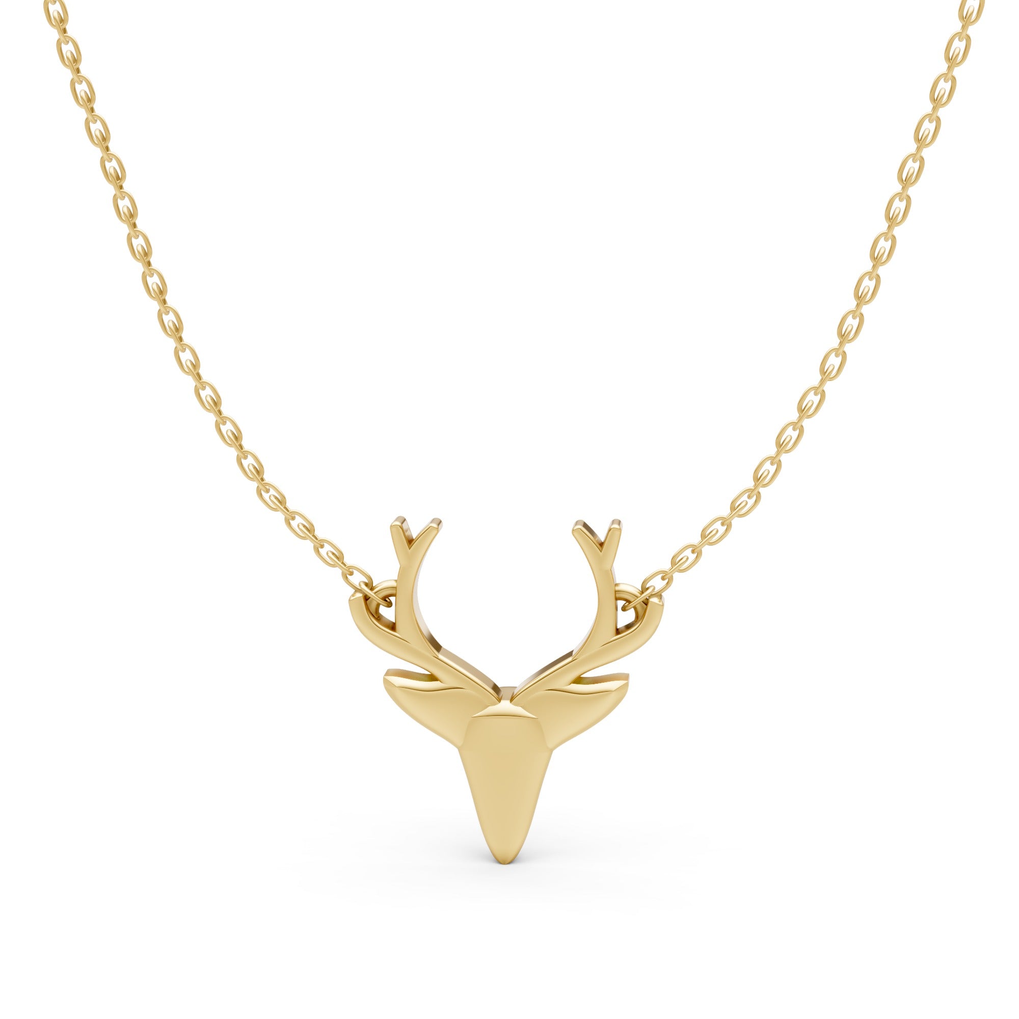 Majestic Deer Antler Pendant Necklace – 18K Gold-Plated Minimal Statement Jewelry