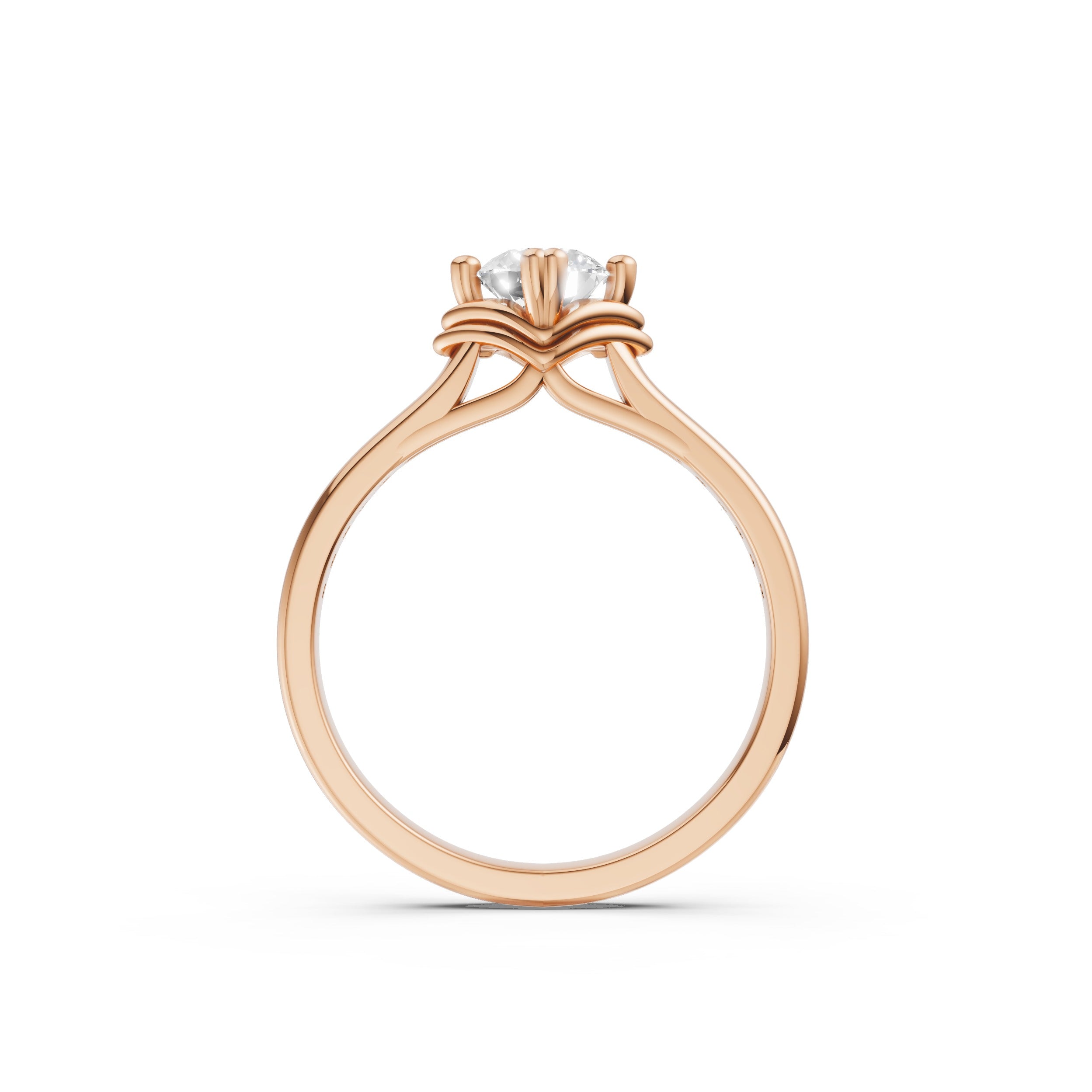 Regal Solitaire Ring with Pave Moissanite on Rose gold band