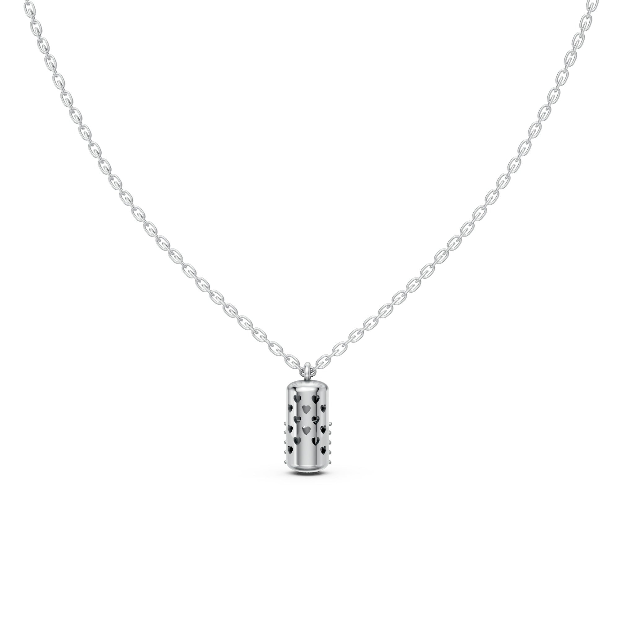Cylinder Pavé Capsule Pendant Necklace – Sterling Silver