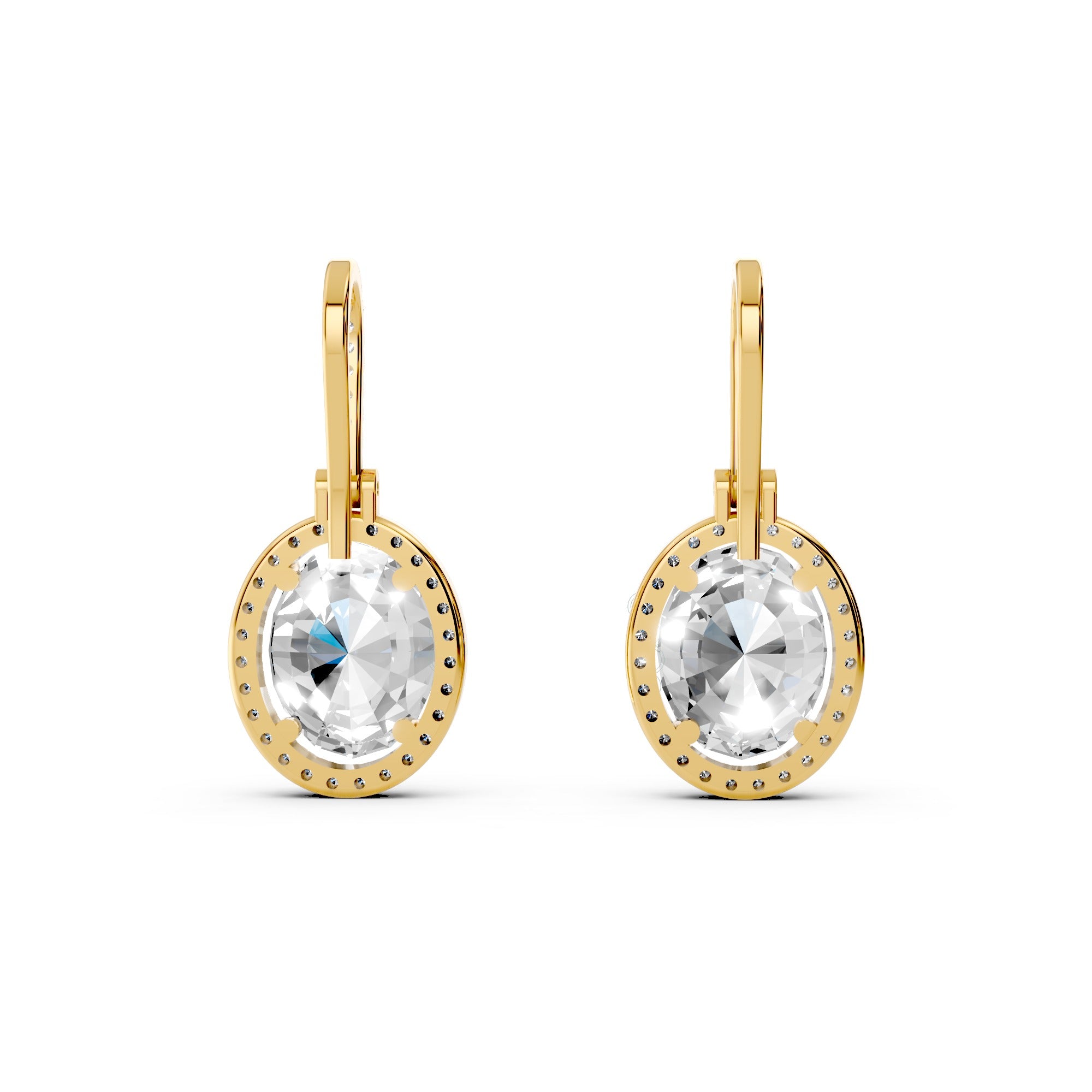 Oval Halo Radiance Drop Earrings – 18K Gold-Plated | Sstringz