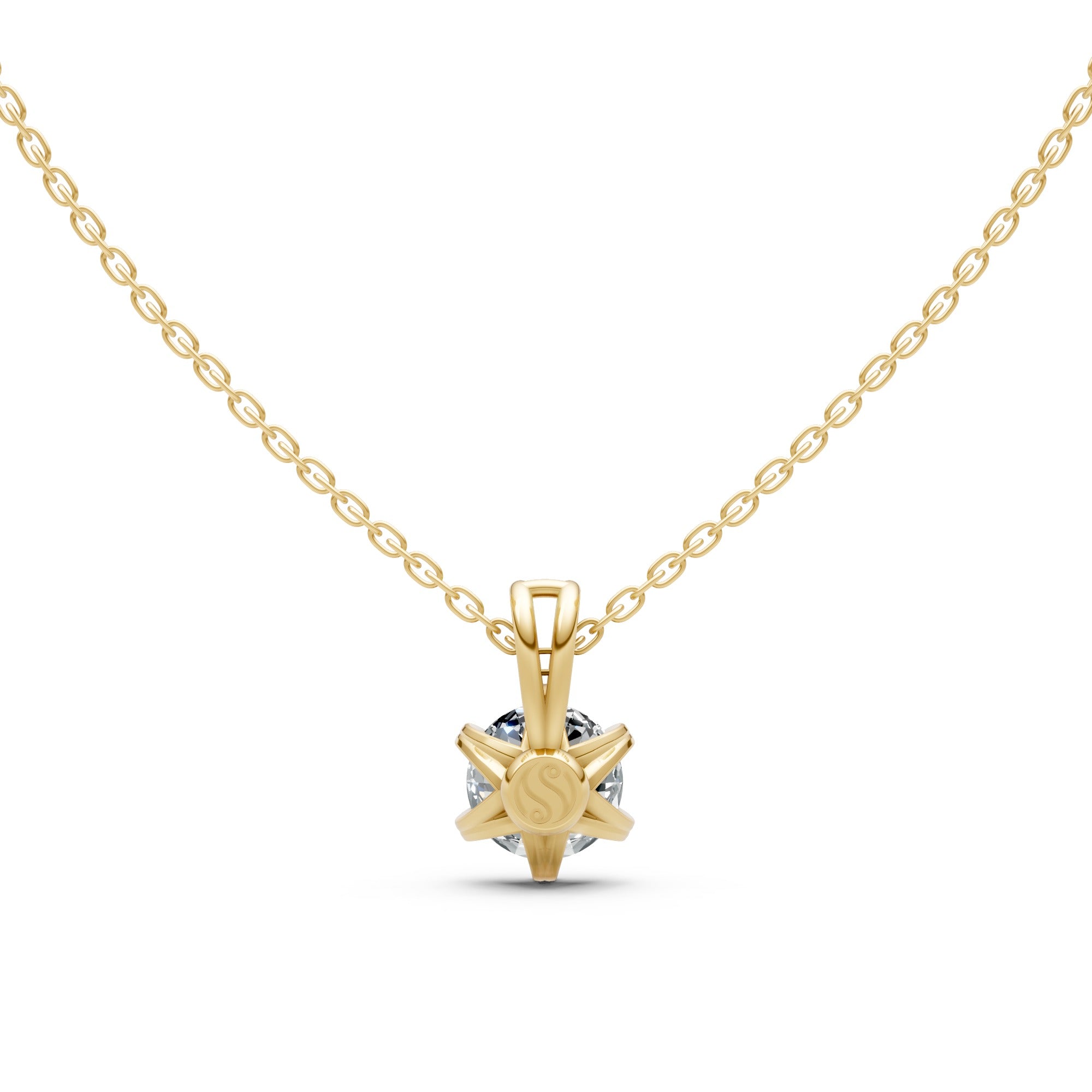 Luxury Solitaire Round-Cut Gold-Plated Pendant Necklace