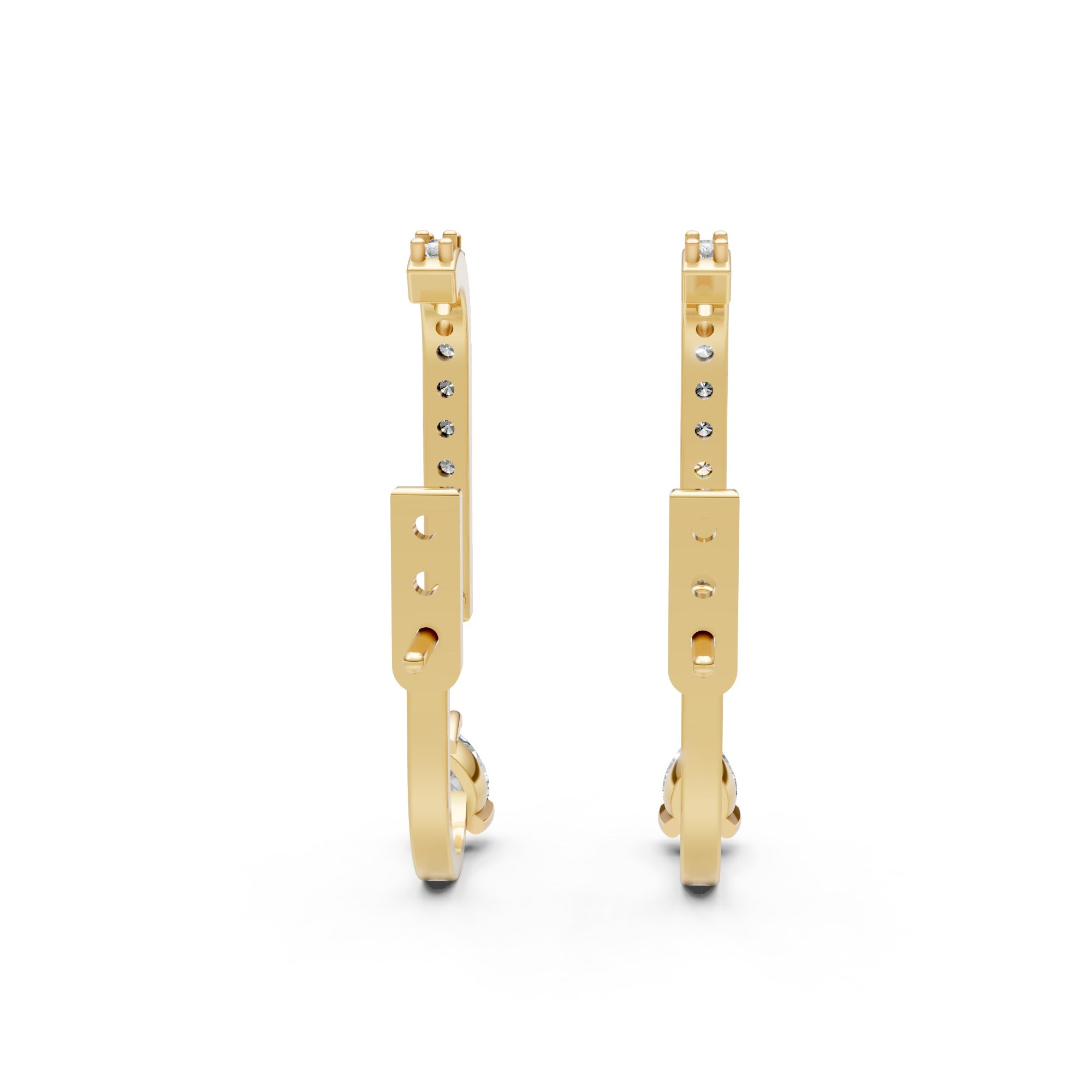 Elegant U-Shape Moissanite Diamonds Drop Earrings in 18K Gold-Plated Finish