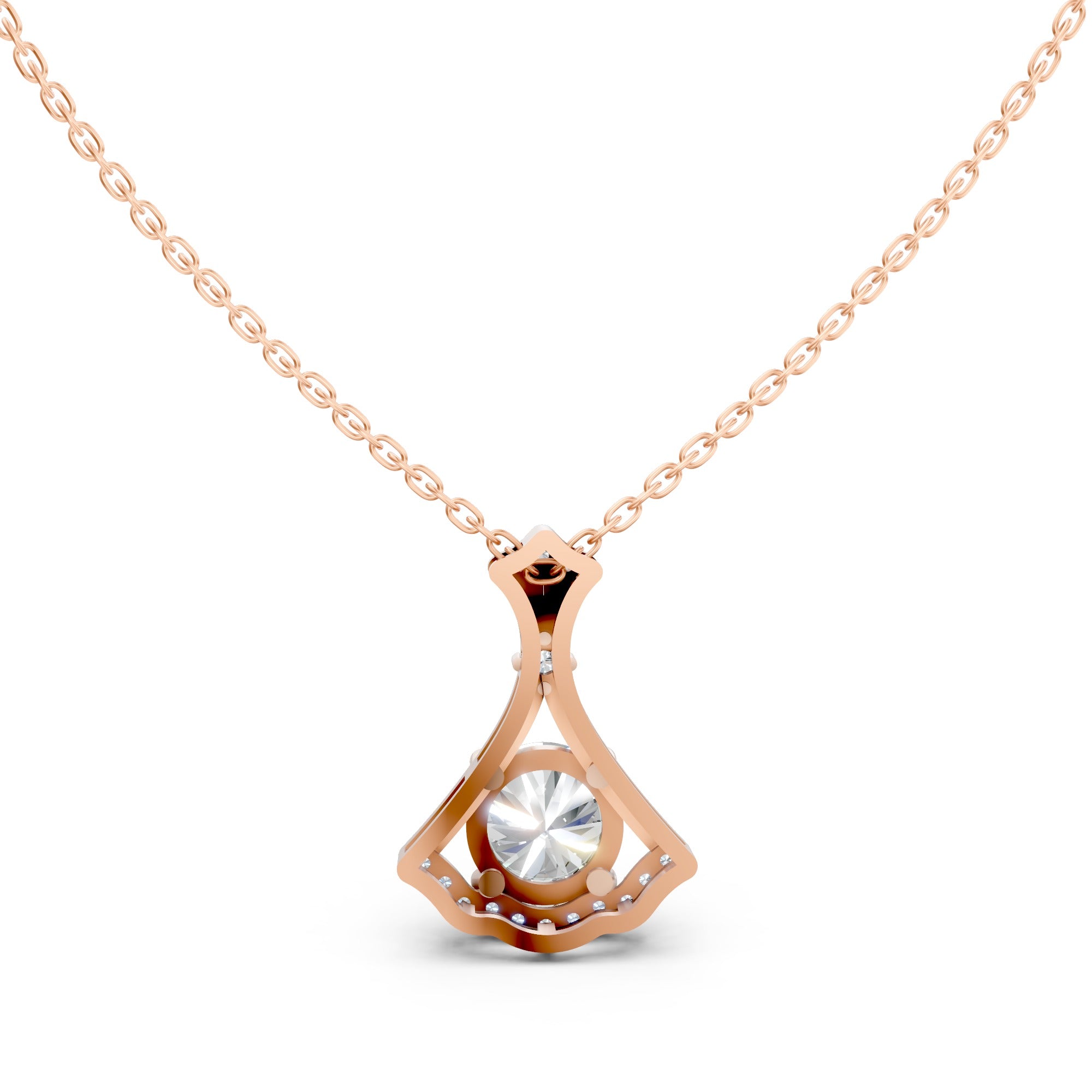 Rose Gold Crown‐Charm Halo Pendant