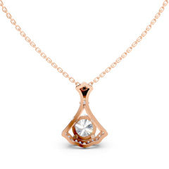 Rose Gold Crown‐Charm Halo Pendant
