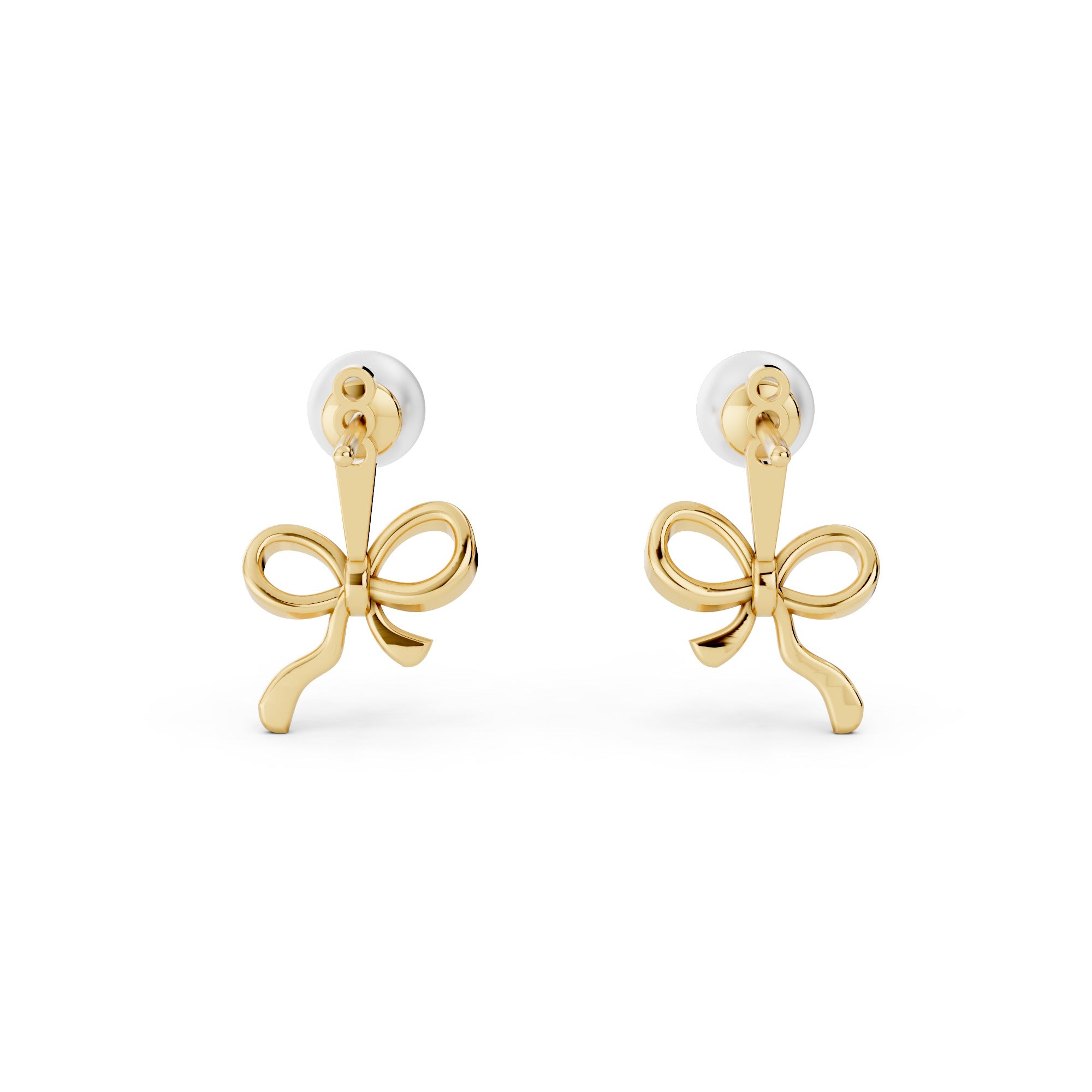 Sstringz Elegant Pearl Bow Stud Earrings – 18K Gold Plated | Minimal & Classy Daily Wear Earrings
