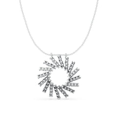 Silver Radiant Sunburst Pendant Necklace – Modern Cylinder Cluster Design