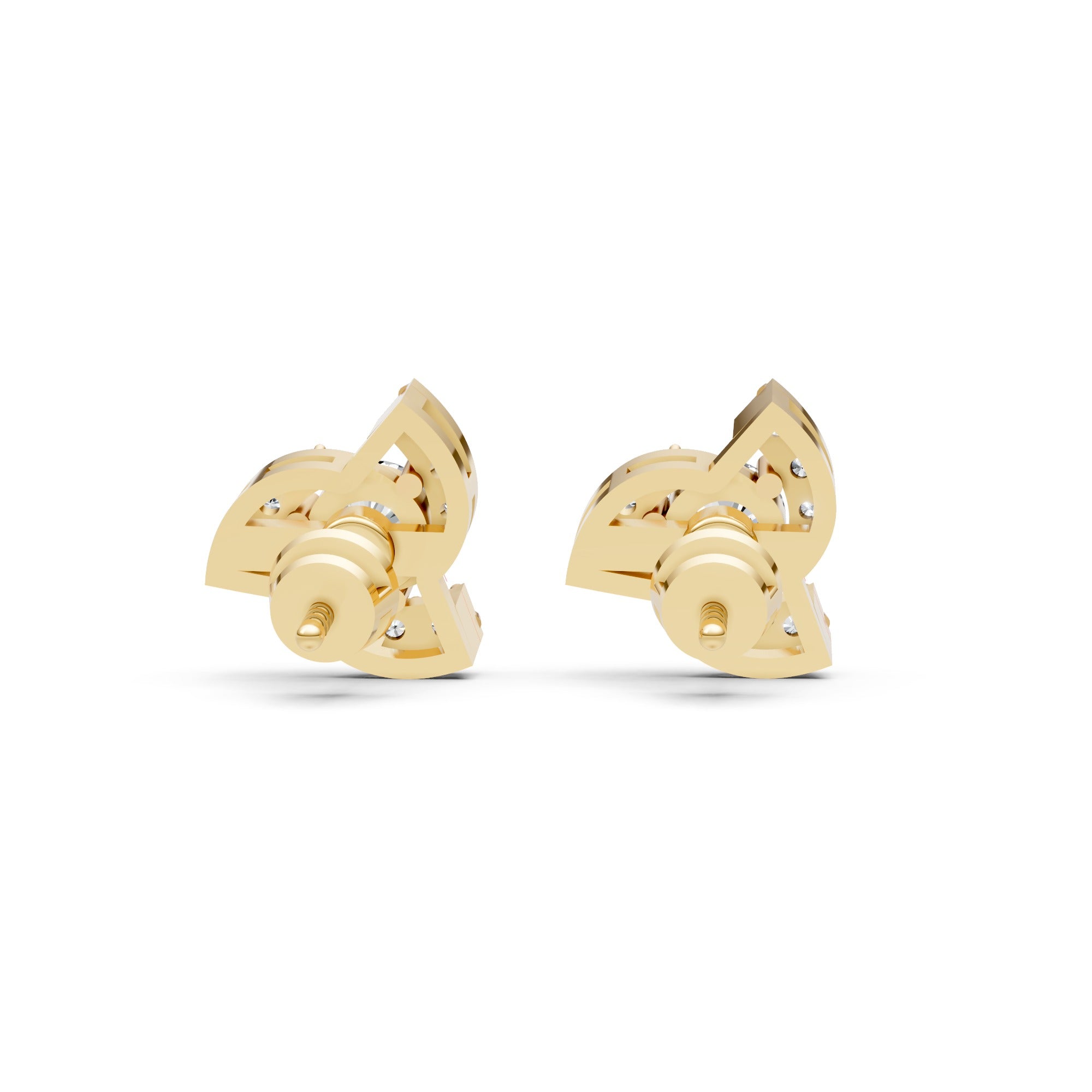 Trinity Swirl Halo Moissanite Diamond Stud Earrings – 18K Gold-Plated Designer Earrings