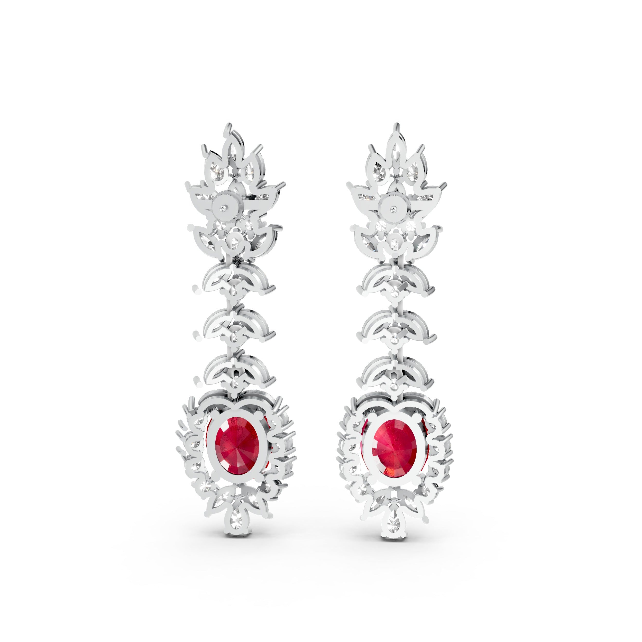 Ruby Radiance Marquise Cluster Dangle Earrings