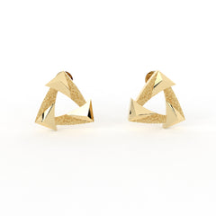 Sstringz Geometric Textured Triangle Gold-Plated Statement Stud Earrings