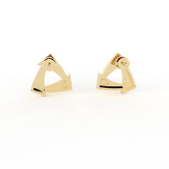 Sstringz Geometric Textured Triangle Gold-Plated Statement Stud Earrings