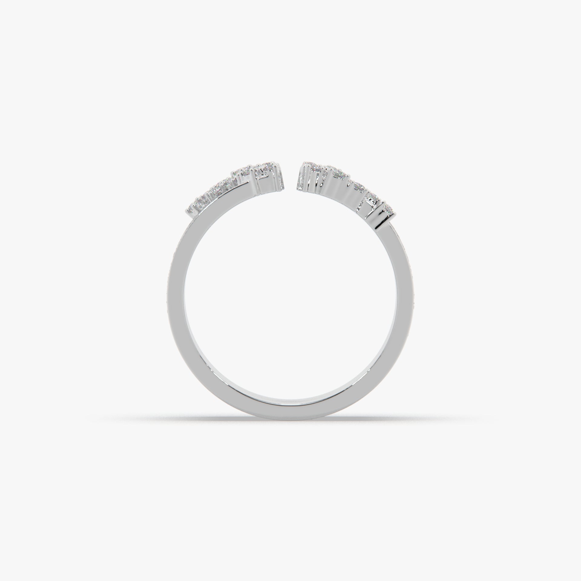 Textured Wide Open Band Ring with Clustered Moissanite Diamonds