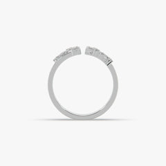 Textured Wide Open Band Ring with Clustered Moissanite Diamonds