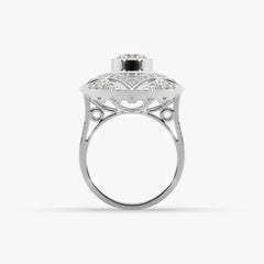 Sstringz Grand Regal Moissanite Diamond Dome Cocktail Ring – Pavé Halo Statement Ring for Women