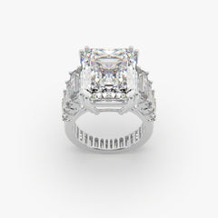 Emerald-Cut Solitaire Luxe Baguette Pavilion Statement Ring