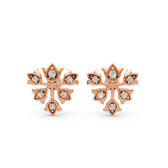 Rose Gold Floral Bloom Moissanite Diamond Stud Earrings
