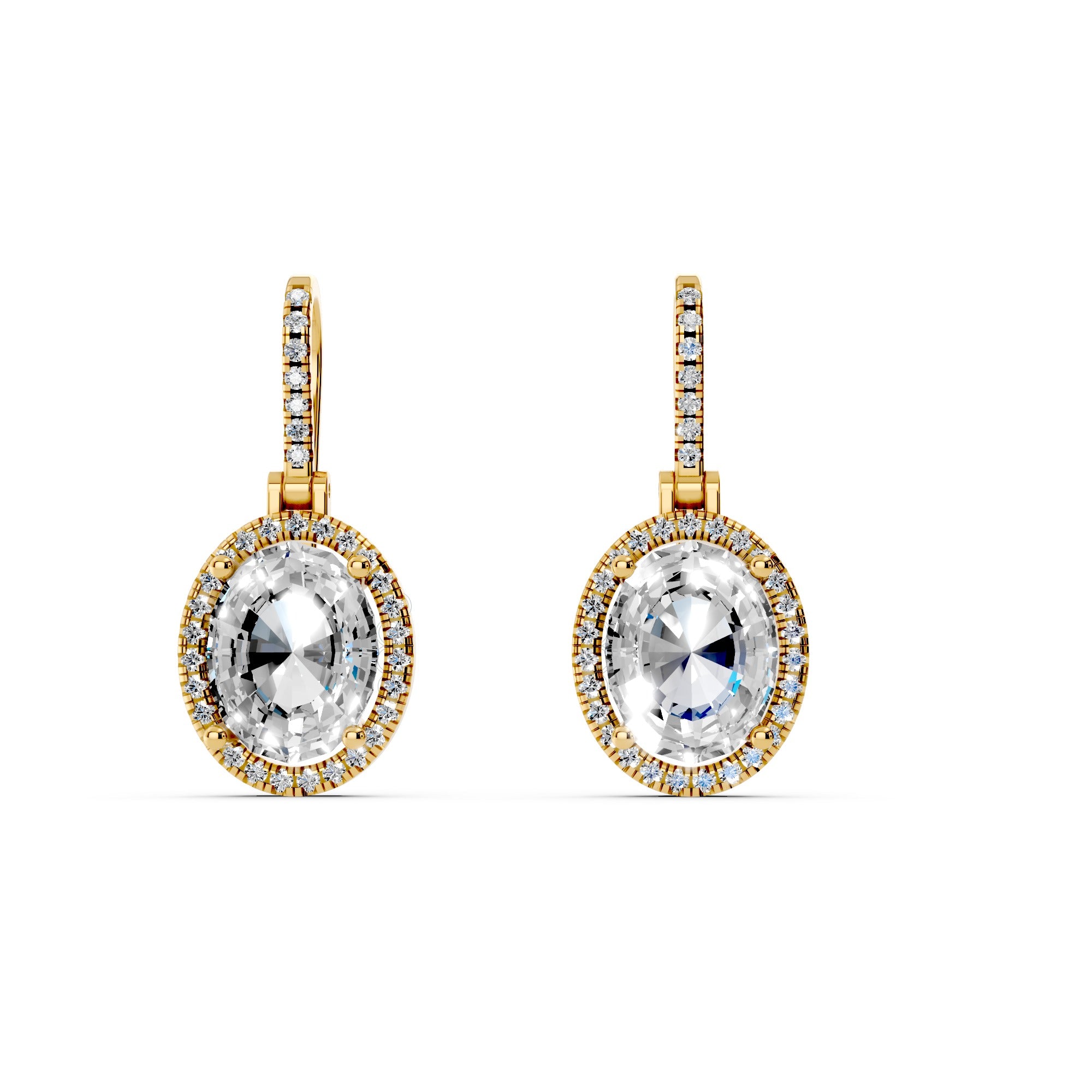 Oval Halo Radiance Drop Earrings – 18K Gold-Plated | Sstringz