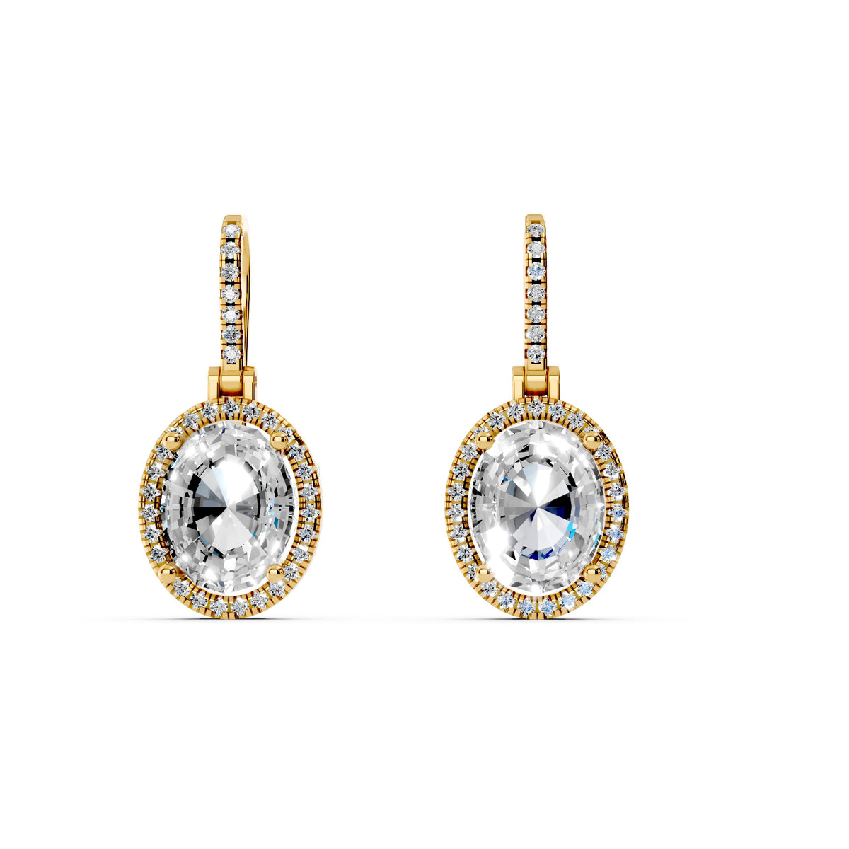 Oval Halo Radiance Drop Earrings – 18K Gold-Plated | Sstringz