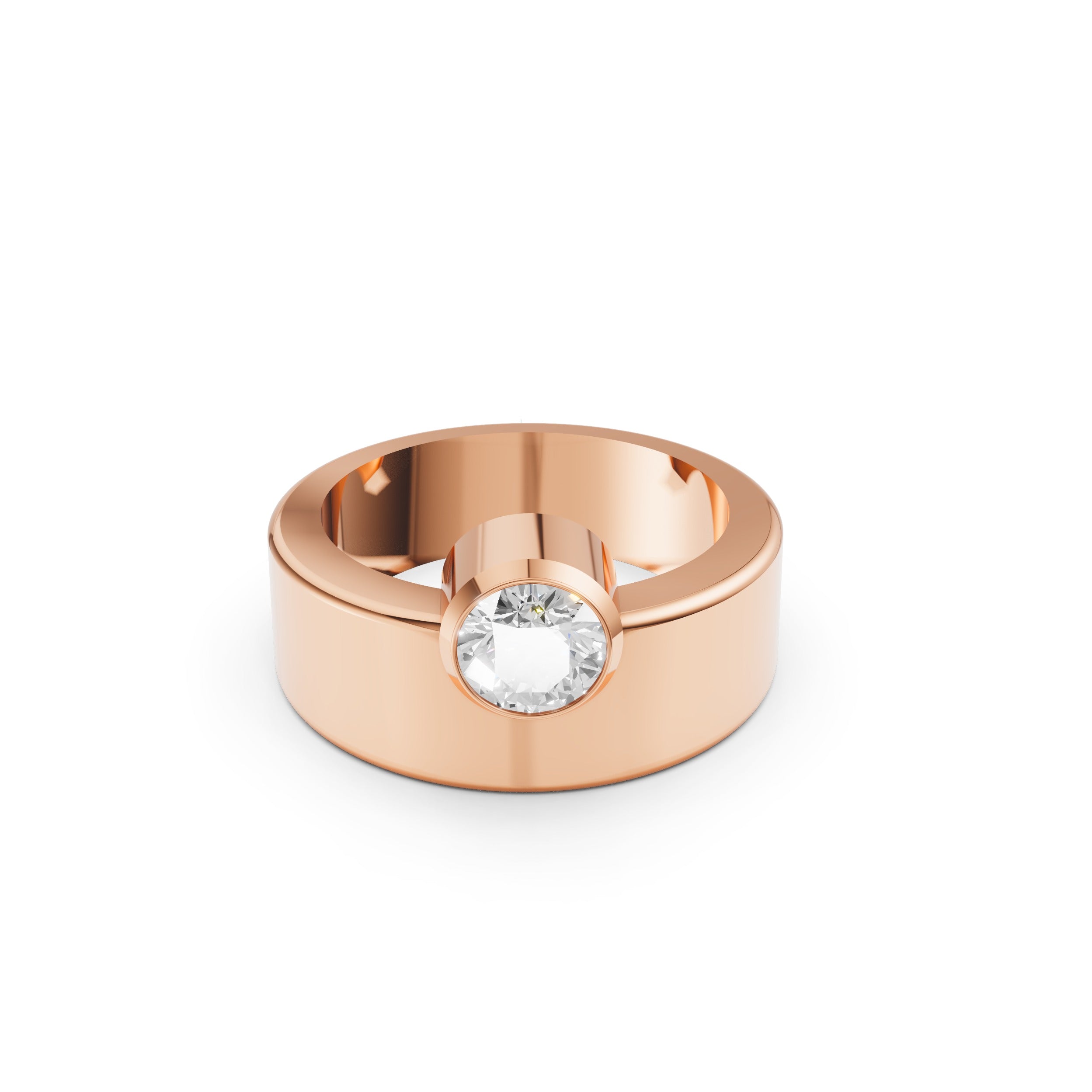 Modern Bezel set Moissanite Diamond Ring