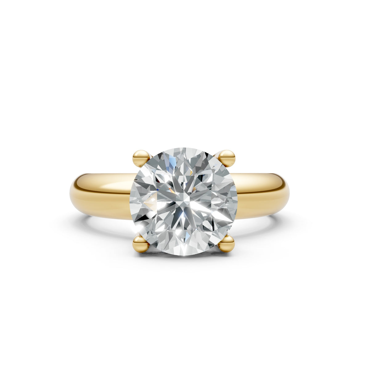 Classic 4-Prong Round Solitaire Engagement Ring – 18K Gold Polish | Timeless Signature Sstringz Ring
