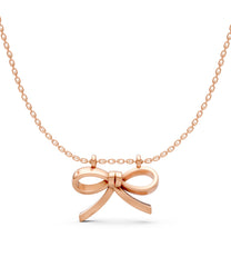 Rose Gold Sculpted Bow Pendant Necklace for Everyday Elegance