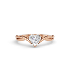 Rose Gold Plated Heart-Cut Solitaire Ring with Twisted Band Design