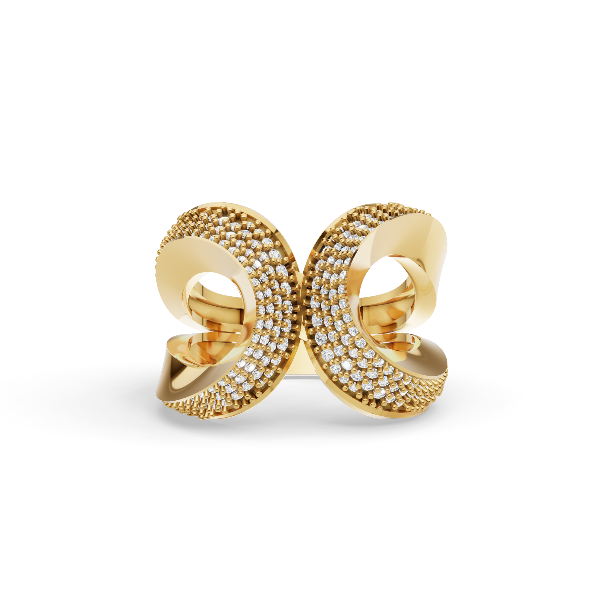 Sculpted Spiral Moissanite Diamond Statement Ring in 18K Gold-Plated Finish
