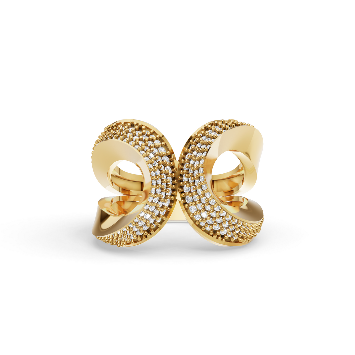 Sculpted Spiral Moissanite Diamond Statement Ring in 18K Gold-Plated Finish