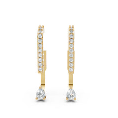 Elegant U-Shape Moissanite Diamonds Drop Earrings in 18K Gold-Plated Finish