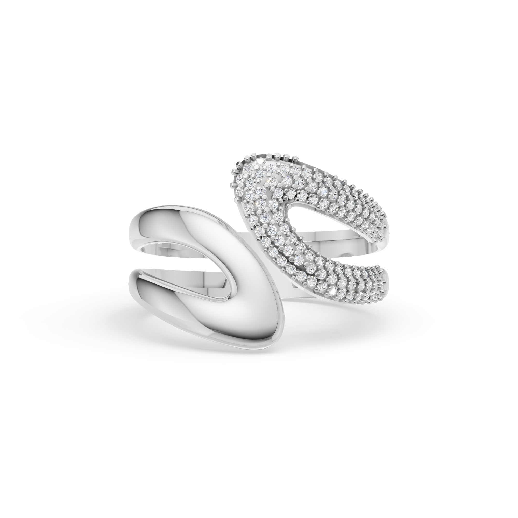 Sterling Silver Triple-Pavé Open Curve Moissanite Diamond Ring | Sstringz Fine Jewellery