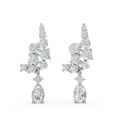 Sstringz Sparkling Cascade Cluster Stud Earrings – Moissanite Diamond in Sterling Silver