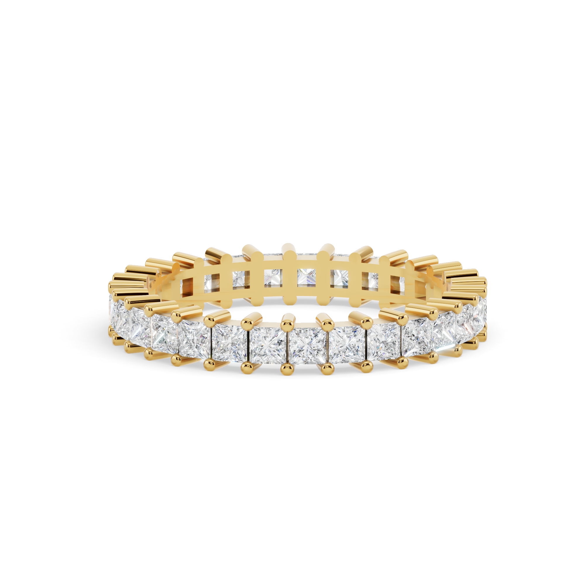 Princess-Cut Moissanite Diamond Eternity Band in 18K Gold-Plated Finish