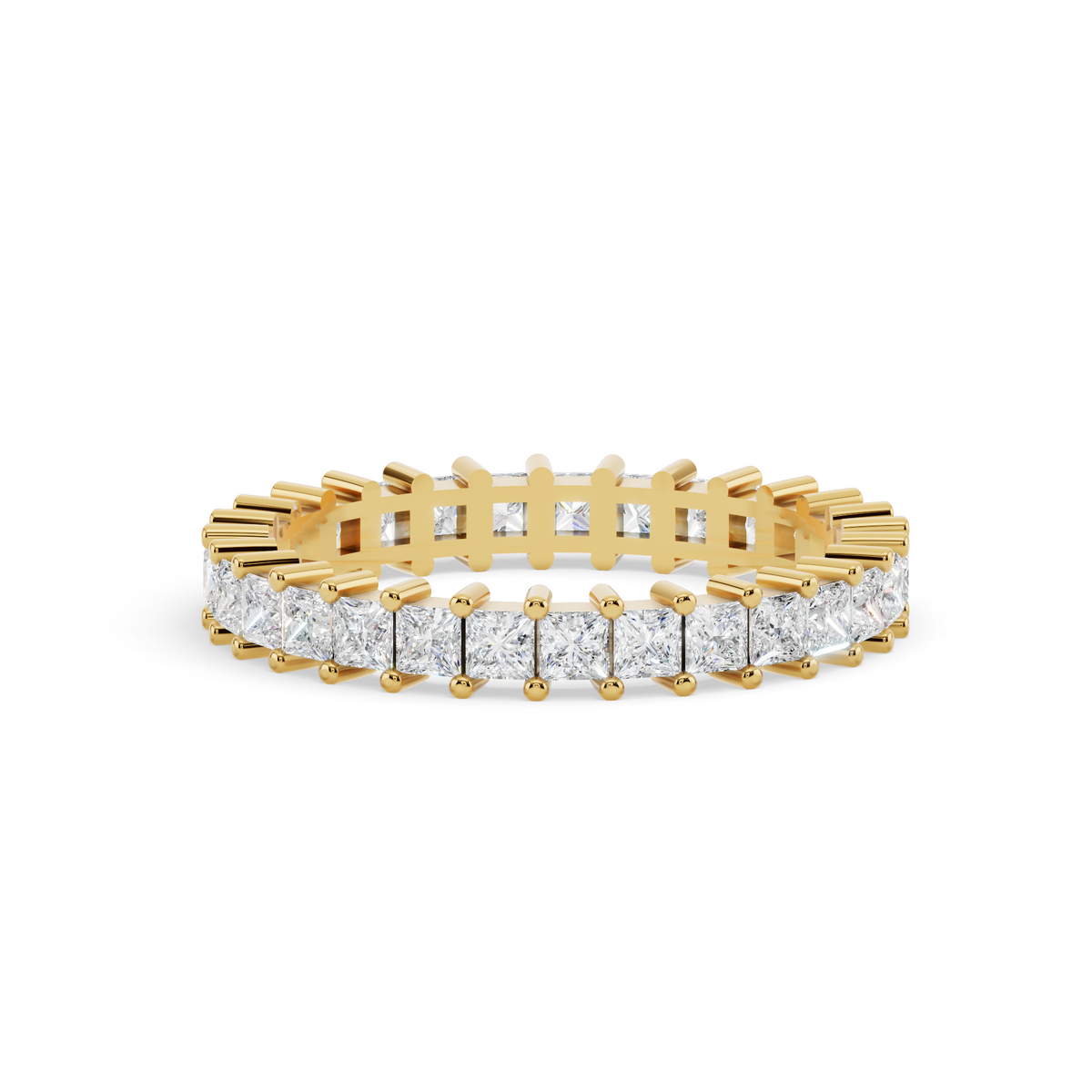 Princess-Cut Moissanite Diamond Eternity Band in 18K Gold-Plated Finish