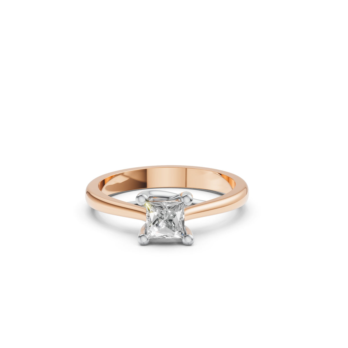 Elegant Princess Cut Solitaire Ring in Rose Gold