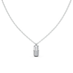 Cylinder Pavé Capsule Pendant Necklace – Sterling Silver