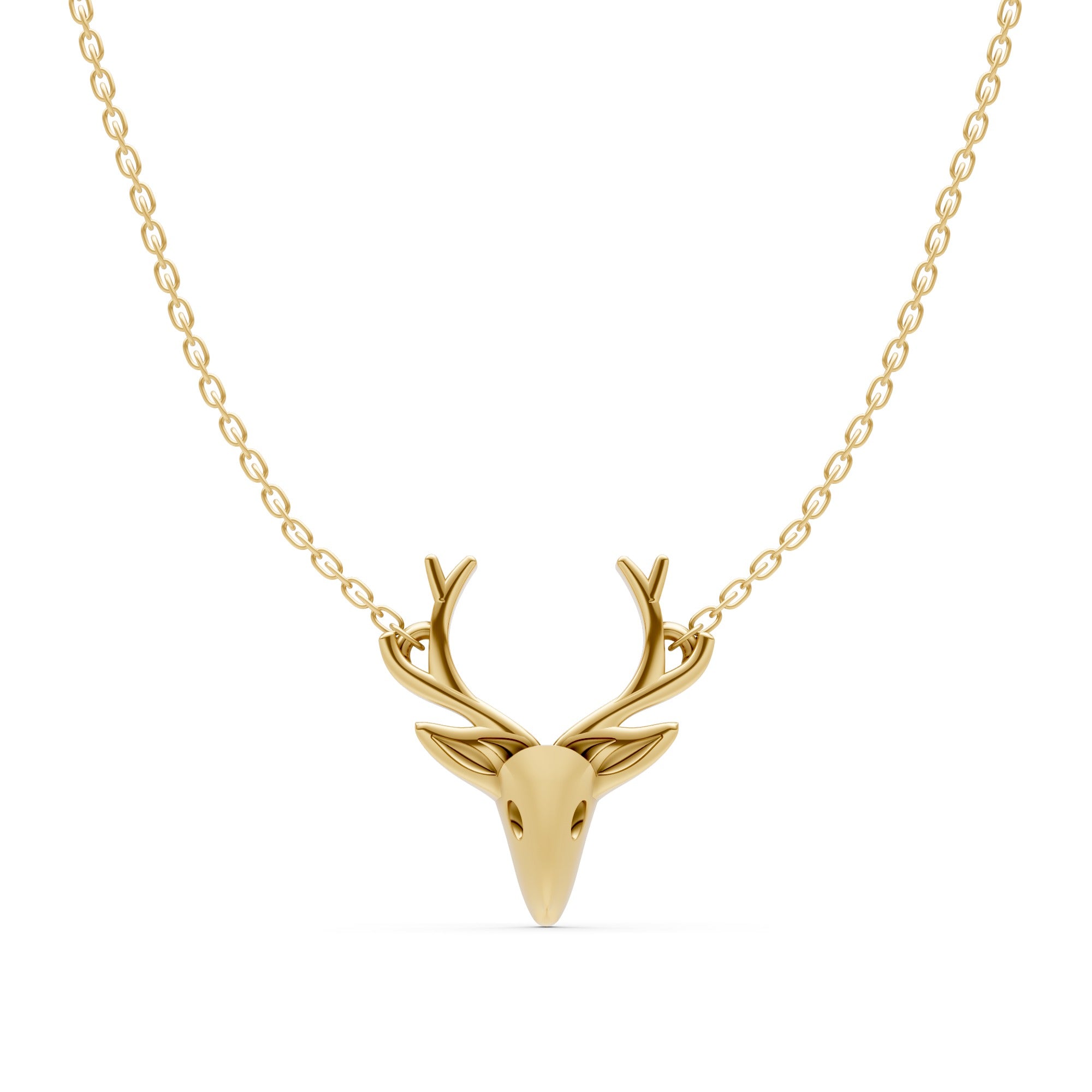 Majestic Deer Antler Pendant Necklace – 18K Gold-Plated Minimal Statement Jewelry