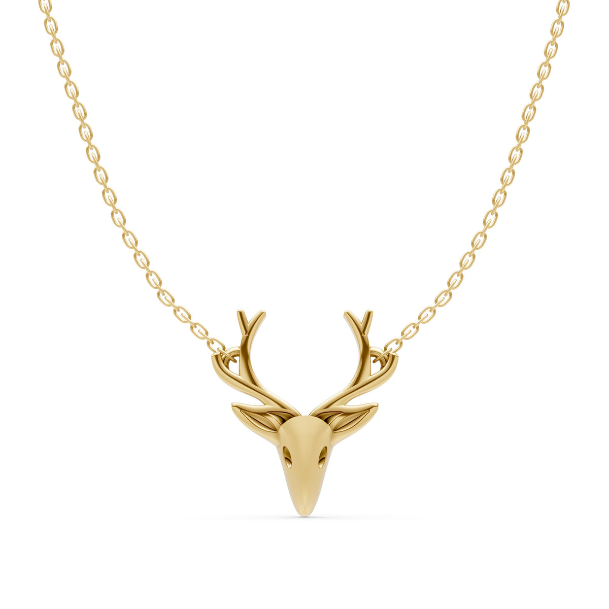 Majestic Deer Antler Pendant Necklace – 18K Gold-Plated Minimal Statement Jewelry