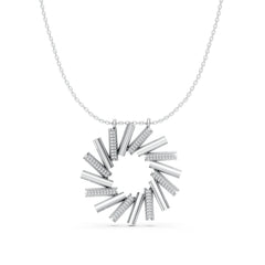 Silver Radiant Sunburst Pendant Necklace – Modern Cylinder Cluster Design