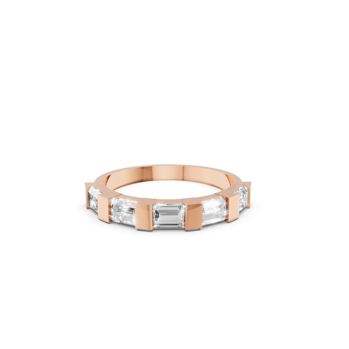 Art Deco Bar Setting Baguette Moissanite Diamond Band