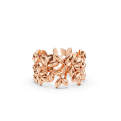 Autumn Leaves Silver Ring in Rose Gold Finish