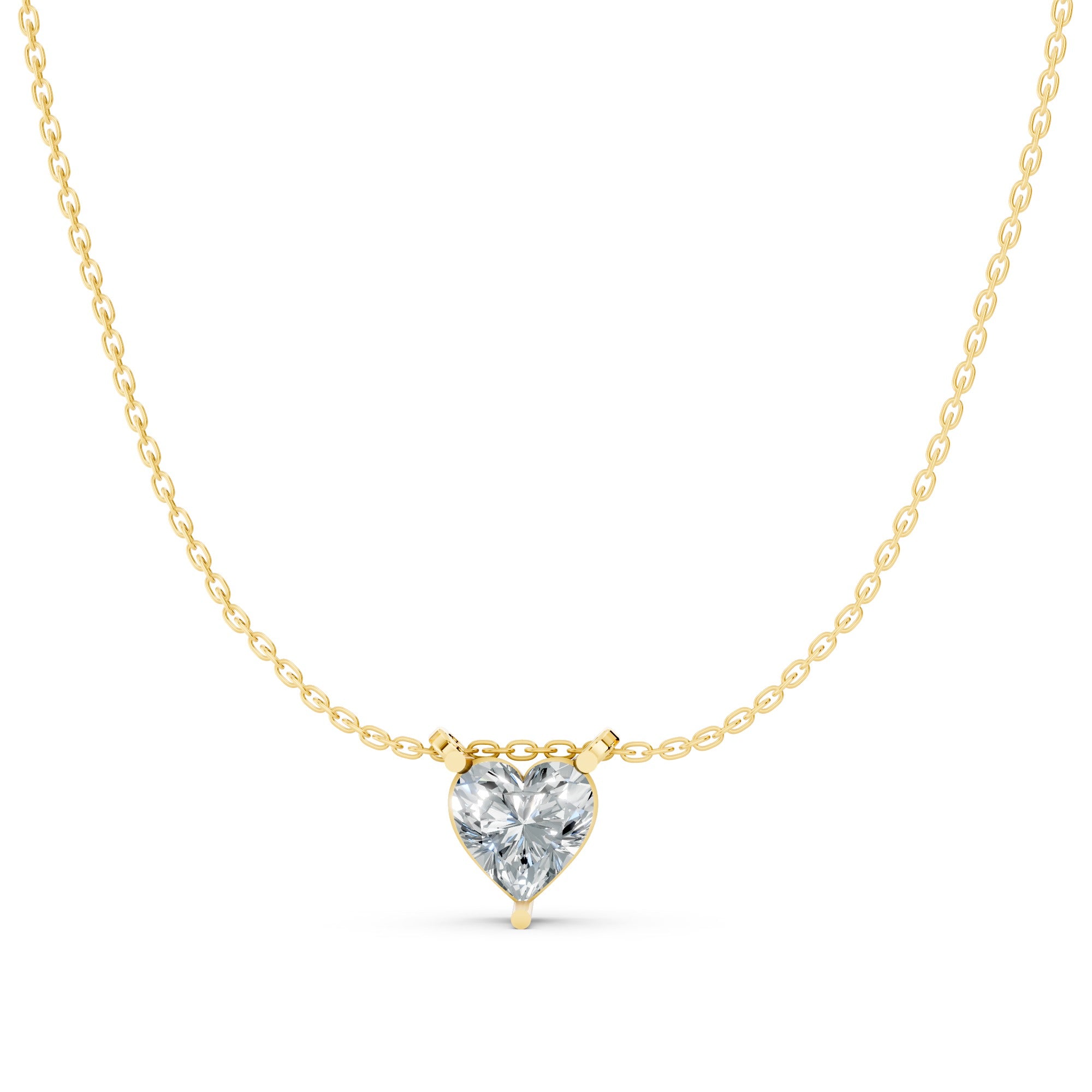 Classic Heart-Shaped Moissanite Pendant Necklace – 18K Gold-Plated Minimal Love Pendant
