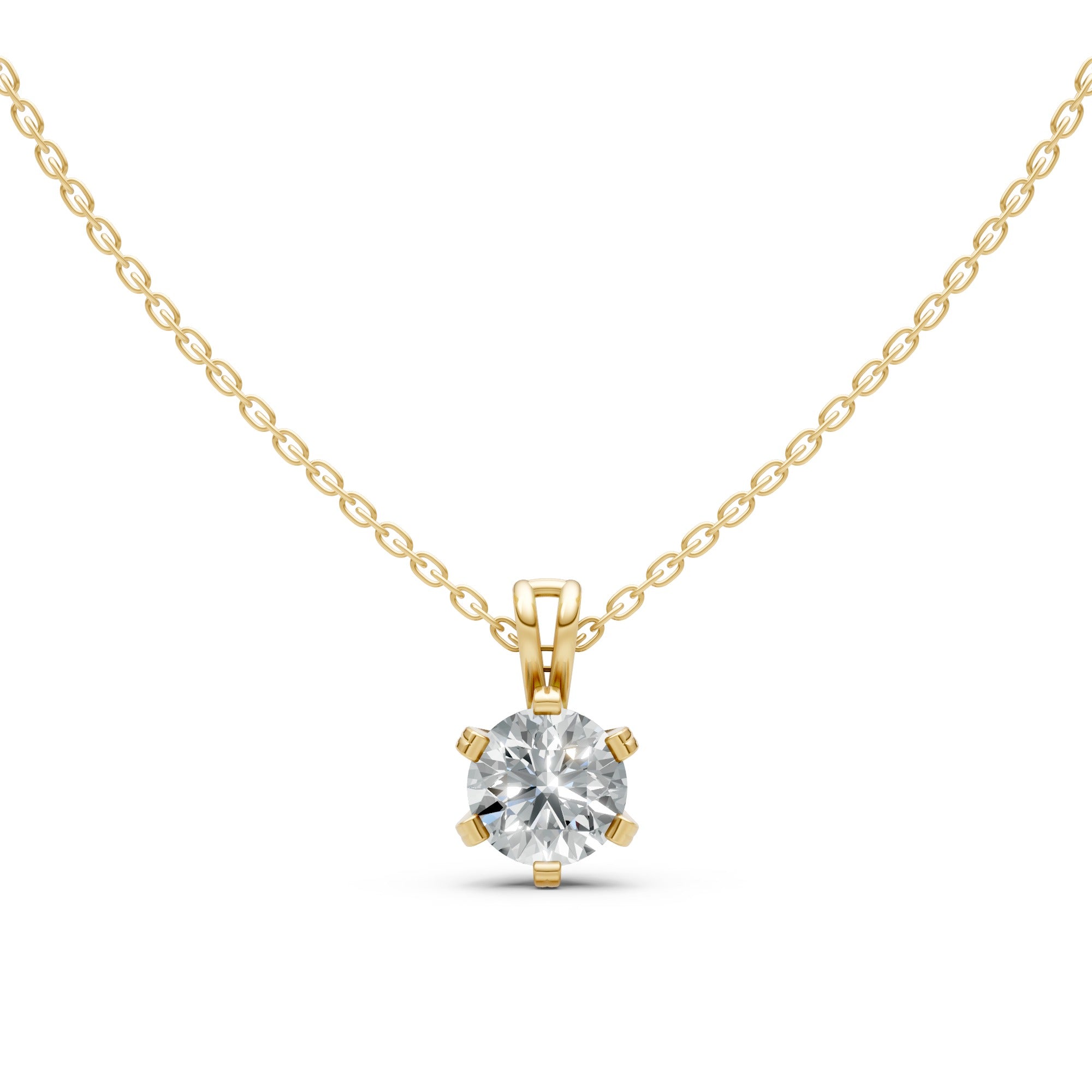 Luxury Solitaire Round-Cut Gold-Plated Pendant Necklace