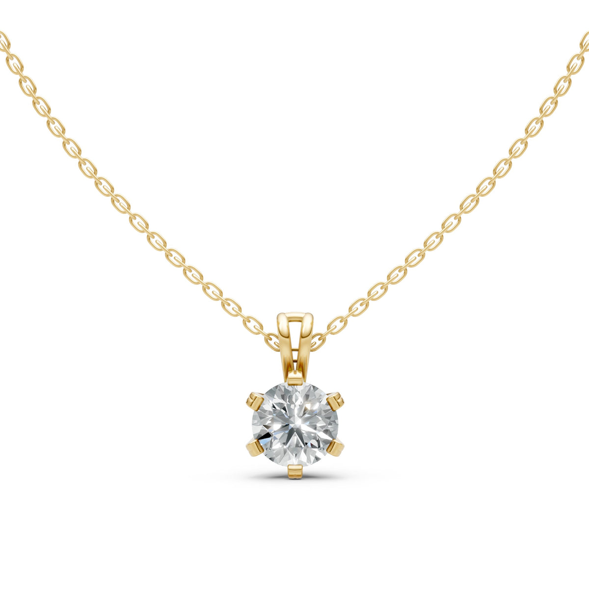 Luxury Solitaire Round-Cut Gold-Plated Pendant Necklace