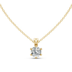 Luxury Solitaire Round-Cut Gold-Plated Pendant Necklace
