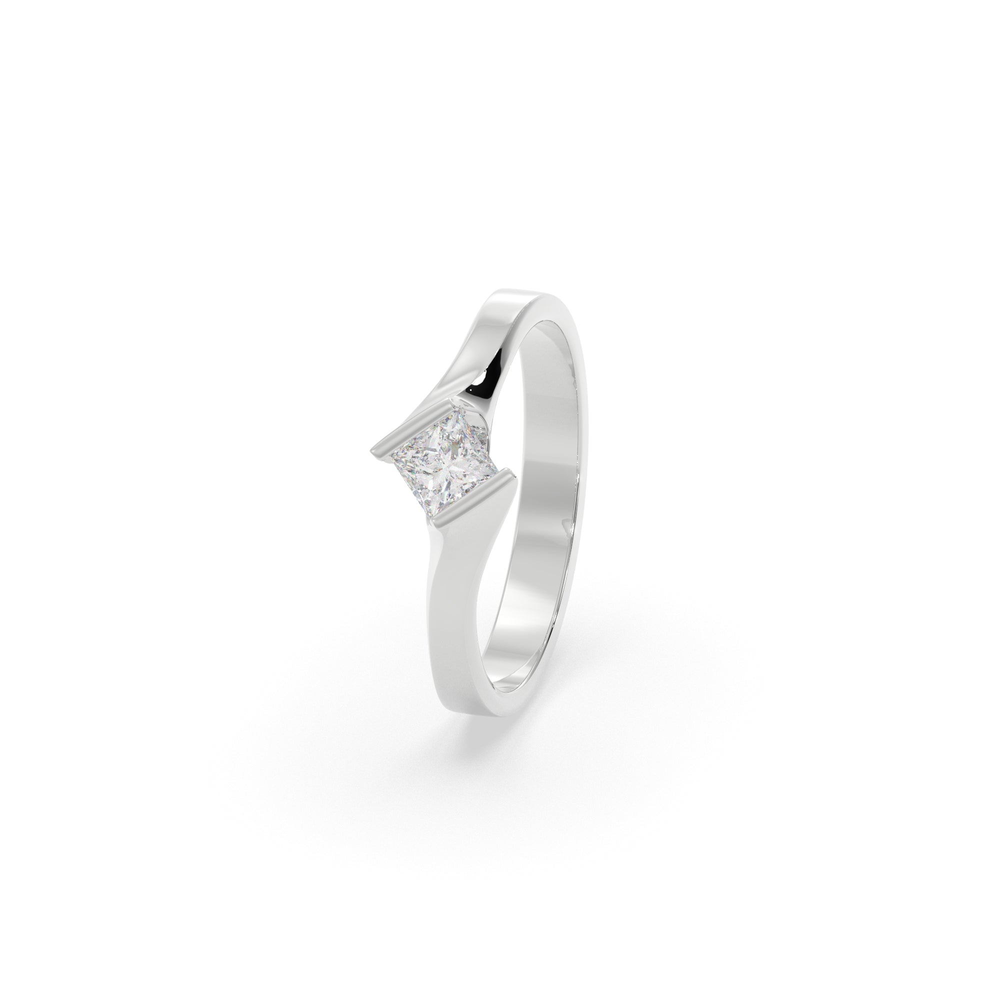 Sstringz Princess-Cut Solitaire Ring in Sterling Silver