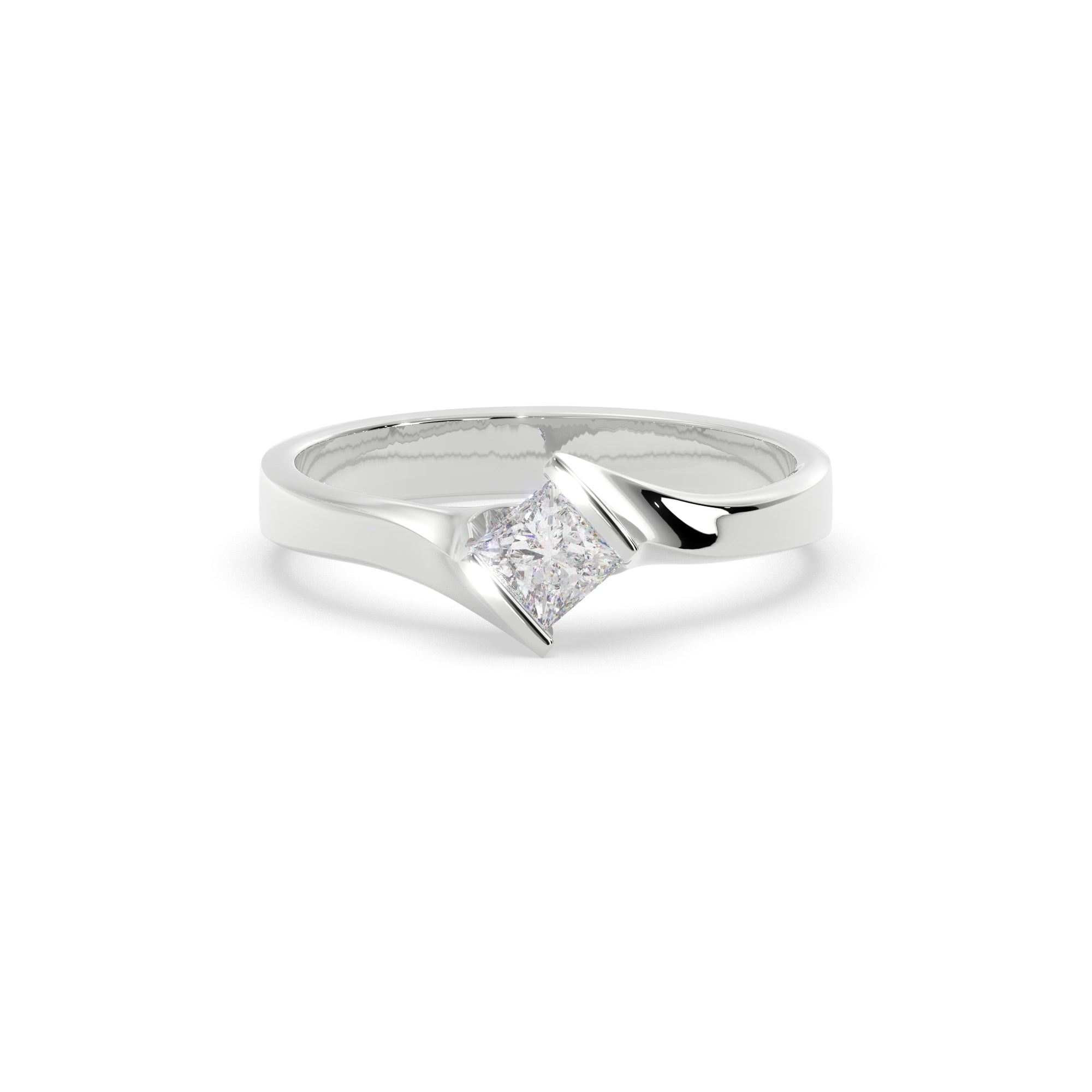 Sstringz Princess-Cut Solitaire Ring in Sterling Silver