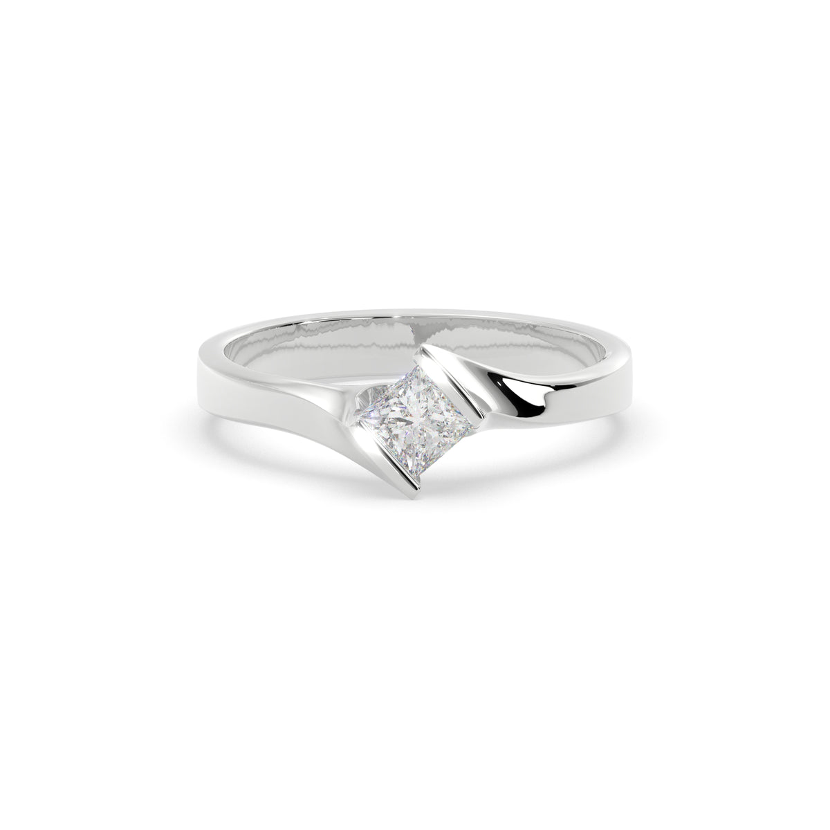 Sstringz Princess-Cut Solitaire Ring in Sterling Silver