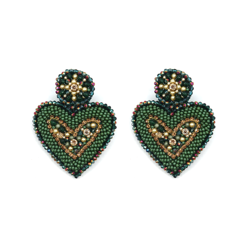 Olive Romance Beaded Earrings